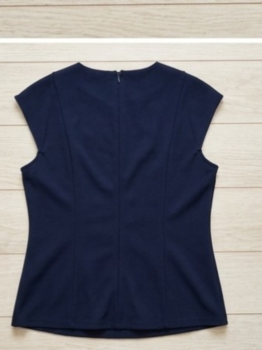 DKNYC Navy Knot-Neck Cap Sleeve Blouse - Picture 2 of 5